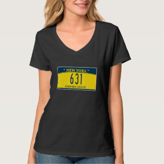 631 Area Code Long Island NY New York License Plat T-Shirt