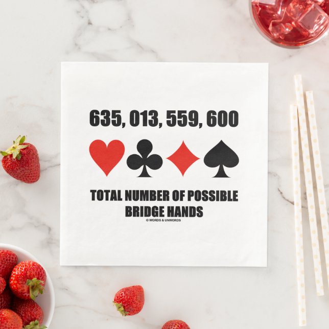 635,013,559,600 Total No Of Possible Bridge Hands Paper Dinner Napkins (Insitu)