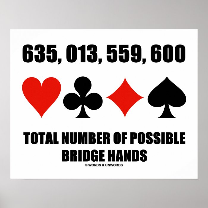 635,013,559,600 Total No Of Possible Bridge Hands Poster