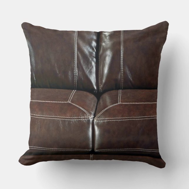 63, Faux Leather, Chestnut Brown Throw Pillow (Front)