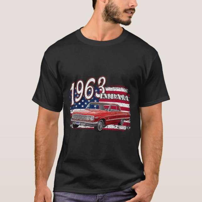 63 Impala Lowrider Ss 4th Of July American  T-Shirt (Front)