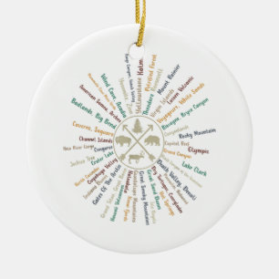 63 National Parks Map Gifts US Park Vintage Campin Ceramic Ornament