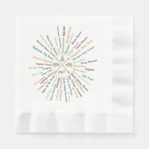 63 National Parks Map Gifts US Park Vintage Campin Napkins