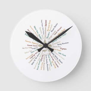 63 National Parks Map Gifts US Park Vintage Campin Round Clock