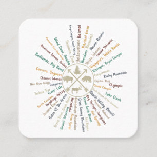 63 National Parks Map Gifts US Park Vintage Campin Square Business Card