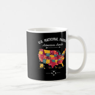 63 National Parks Map Us Park Retro Vintage Campin Coffee Mug