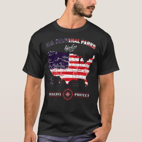 63 National Parks Map _ Vintage American Hiking T_Shirt
