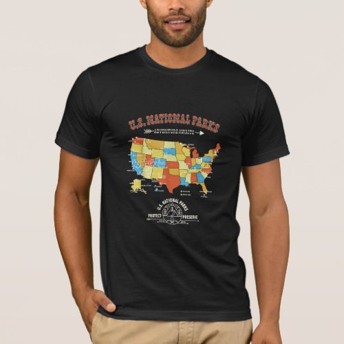 63 National Parks Map _ Vintage American Hiking T_Shirt