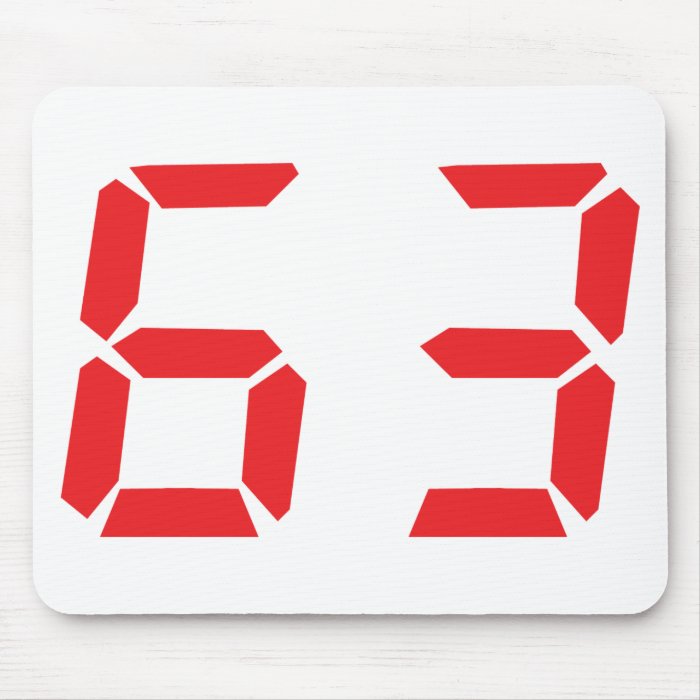 63 sixty three red alarm clock digital number mouse mats