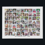 63 Square Photo Collage Grid with Text - white Faux Canvas Print<br><div class="desc">Use 63 SQUARE photos to create a personal photo collage. This modern, clean layout includes a text block in a sans serif font to add a family name or a name. The background color can be changed in the customize area. ***For best results for this multi photo layout - crop...</div>