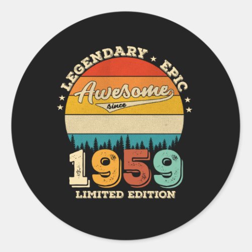 63 Year Old Awesome Since 1959 63rd Birthday Gift Classic Round Sticker