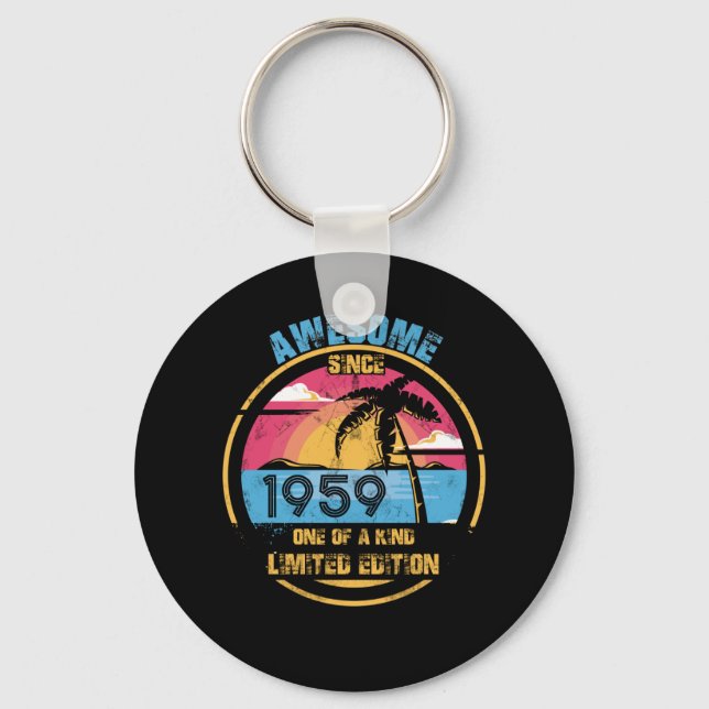 63 Year Old Awesome Since 1959 63rd Birthday Keychain (Front)
