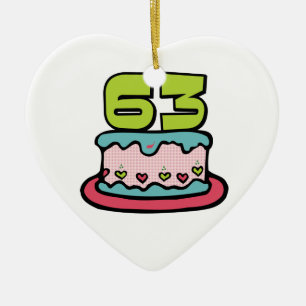 63 Year Old Birthday Cake Ceramic Ornament