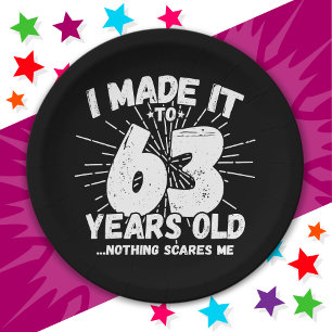 63 Year Old Sarcastic Meme Funny 63rd Birthday Paper Plates