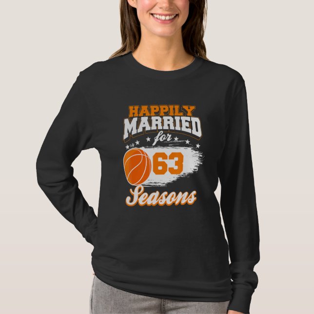 63 Year Wedding Anniversary  Basketball Married Co T-Shirt (Front)