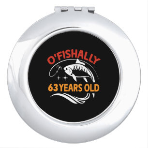 63 Years Old funny birthday gift dad fisherman Compact Mirror