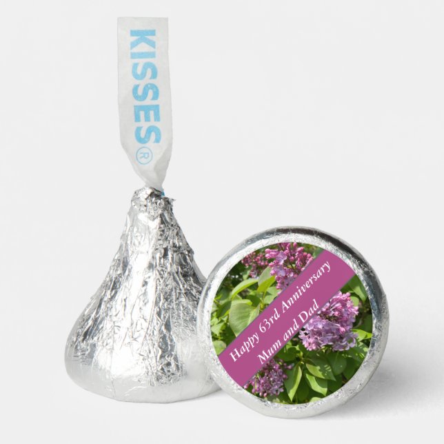 63rd Anniversary Lilac Editable Hershey®'s Kisses® (Front)