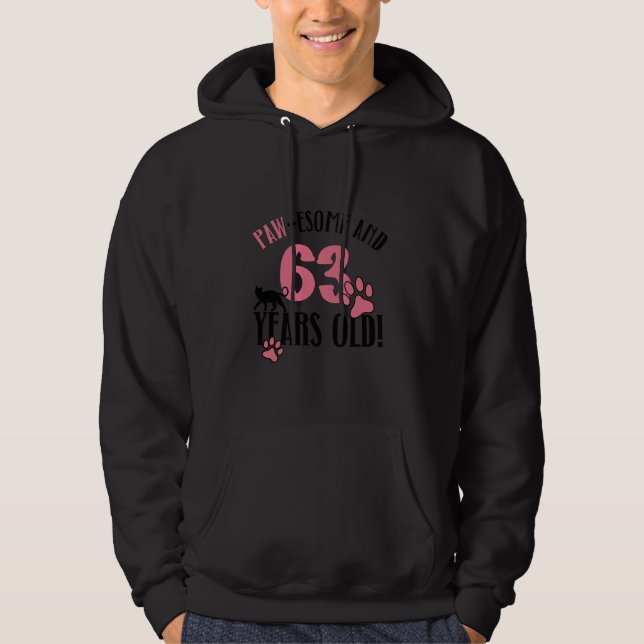 63rd Birthday 63 Years Old Cat Mom Cat Lover Birth Hoodie (Front)