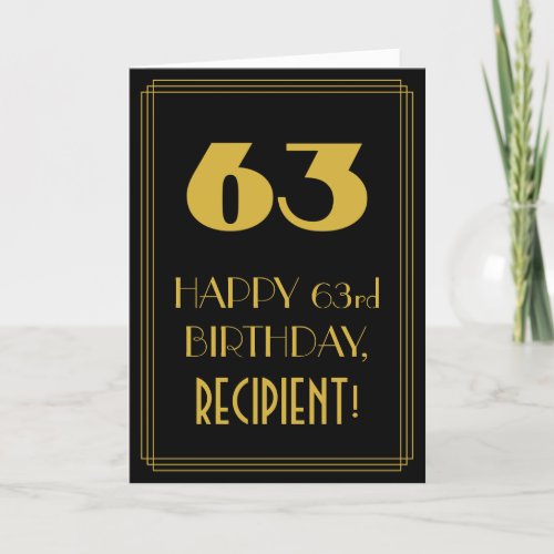 63rd Birthday  Art Deco Inspired Look 63  Name Card