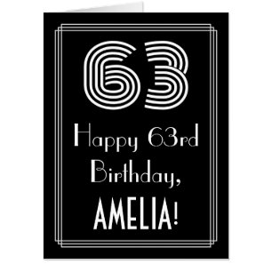 63rd Birthday — Art Deco Inspired Look “63” + Name Card