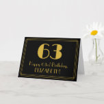 [ Thumbnail: 63rd Birthday: Art Deco Inspired Look "63" + Name Card ]
