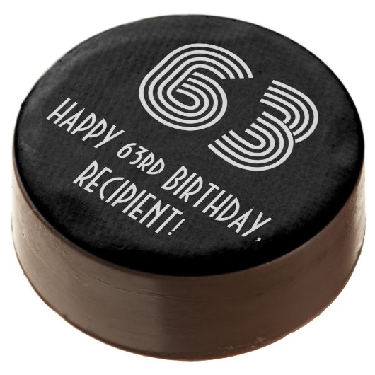 63rd Birthday - Art Deco Inspired Look "63", Name Chocolate Covered Oreo (Angled)