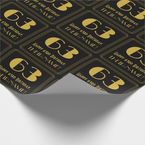 63rd Birthday  Art Deco Inspired Look 63 Name Wrapping Paper