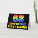[ Thumbnail: 63rd Birthday: Bold, Fun, Simple, Rainbow 63 Card ]