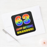 [ Thumbnail: 63rd Birthday: Bold, Fun, Simple, Rainbow 63 Sticker ]