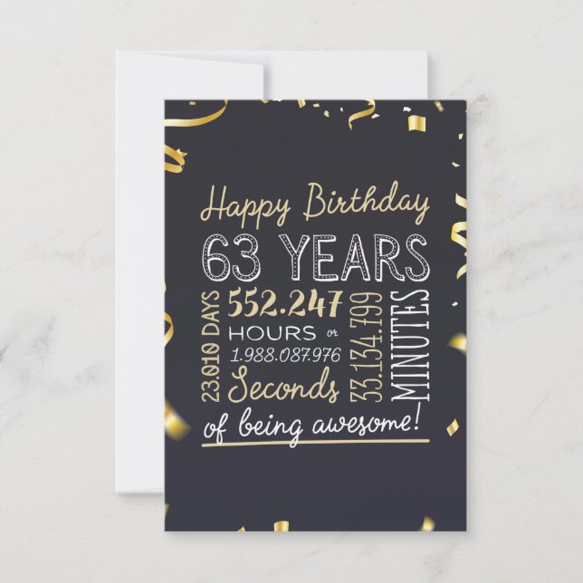 63rd Birthday Card - 63 Years of being Awesome (Front)