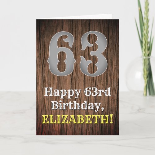 63rd Birthday Country Western Inspired Look Name Card