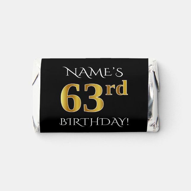 63rd Birthday — Elegant, Faux Gold Look 63 + Name Hershey's Miniatures (Front)