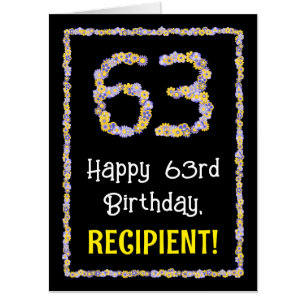 63rd Birthday: Floral Flowers Number “63” + Name Card