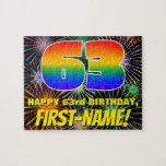 [ Thumbnail: 63rd Birthday: Fun, Colorful Celebratory Fireworks Jigsaw Puzzle ]