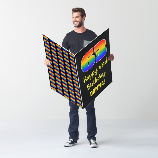 63rd Birthday: Fun, Colorful, Happy, Rainbow # 63 Card (In Situ)