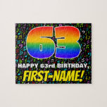 [ Thumbnail: 63rd Birthday — Fun, Colorful Music Symbols & “63” Jigsaw Puzzle ]