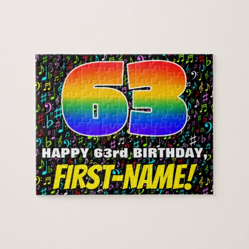 63rd Birthday  Fun Colorful Music Symbols  63 Jigsaw Puzzle