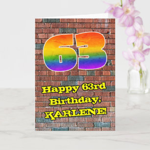 63rd Birthday: Fun Graffiti-Inspired Rainbow 63 Card
