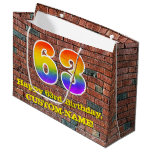 [ Thumbnail: 63rd Birthday: Fun, Graffiti-Inspired Rainbow # 63 Gift Bag ]