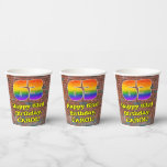 [ Thumbnail: 63rd Birthday: Fun Graffiti-Inspired Rainbow 63 Paper Cups ]