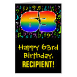[ Thumbnail: 63rd Birthday: Fun Music Symbols + Rainbow # 63 Card ]