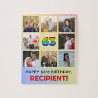 63rd Birthday: Fun Rainbow #, Custom Name & Photos