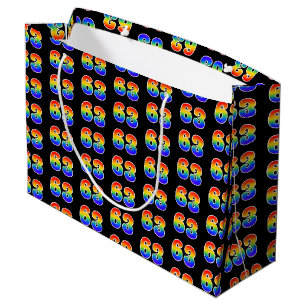 63rd Birthday: Fun Rainbow Event Number 63 Pattern Large Gift Bag