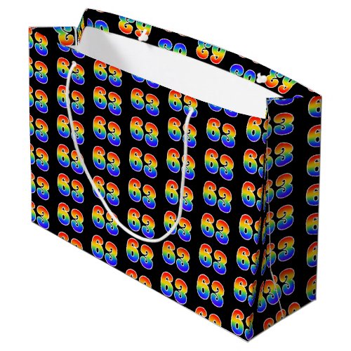 63rd Birthday Fun Rainbow Event Number 63 Pattern Large Gift Bag