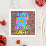 [ Thumbnail: 63rd Birthday ~ Fun, Urban Graffiti Inspired Look Napkins ]