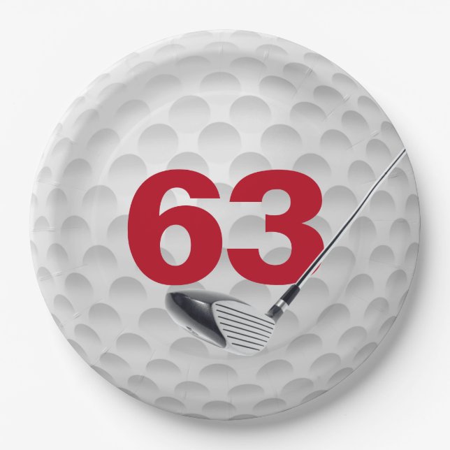 63rd Birthday Golf Ball Design  Paper Plates (Front)