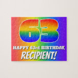 [ Thumbnail: 63rd Birthday — Multicolored Rainbow Pattern “63” Jigsaw Puzzle ]