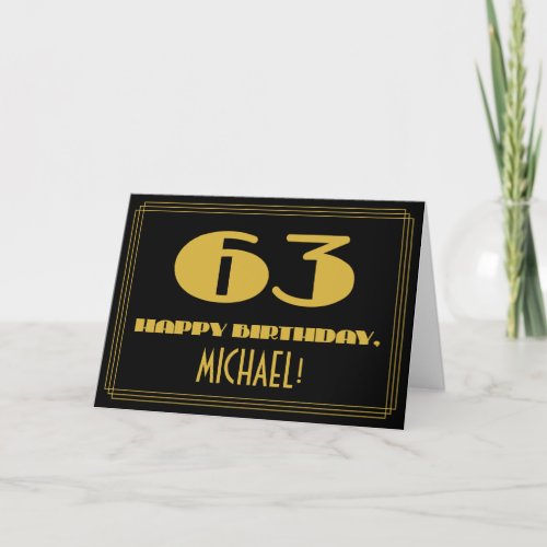63rd Birthday Name  Art Deco Inspired Look 63 Card