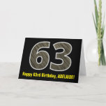 [ Thumbnail: 63rd Birthday: Name + Faux Wood Grain Pattern "63" Card ]