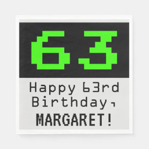 63rd Birthday - Nerdy / Geeky Style "63" & Name Napkins